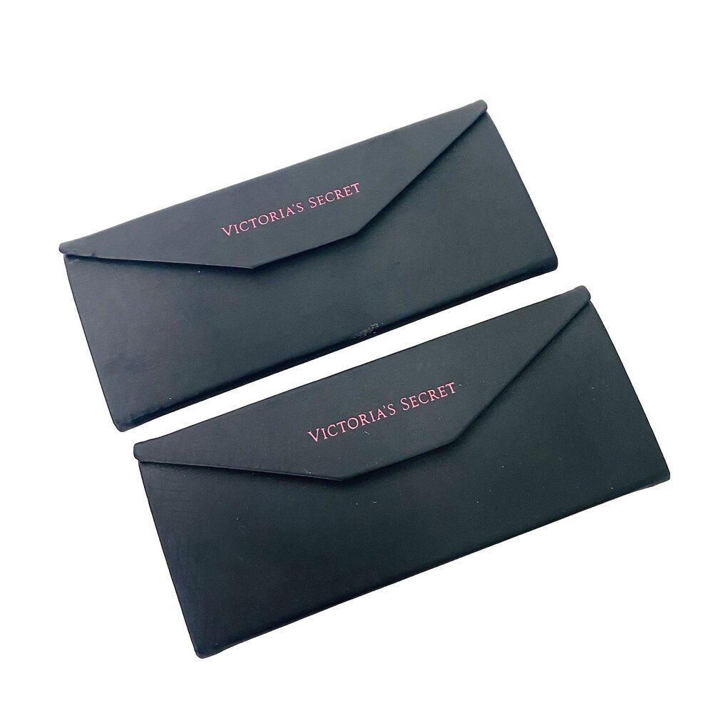 Authentic Victoria's Secret Black Pink Inside Collapsible Eyeglass Case lot of 2